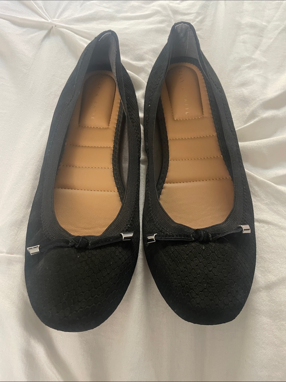 Kelly & Katie Black Ballet Flats with Knotted Bows